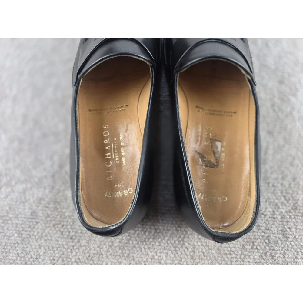 Gravati For Richards Store Shoes Men Sz 10M Black Leather Loafers Made in Italy